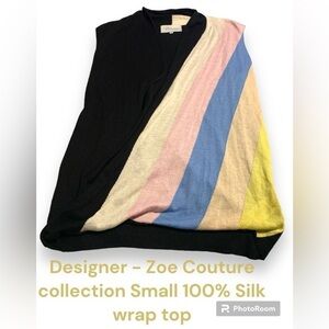 EUC Designer Zoe Couture size Small wrap top 100% silk